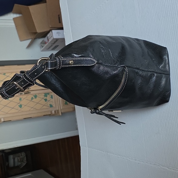 Dooney & Bourke Black Leather Hobo Bag - Picture 4 of 16